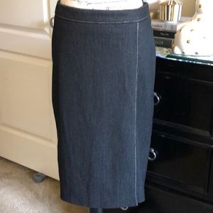 AZIZ Denim Faux Wrap Skirt